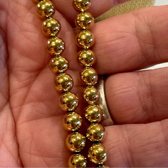 Vintage Napier Necklace- shiny gold tone ball beads, collar length - Picture 7 of 12